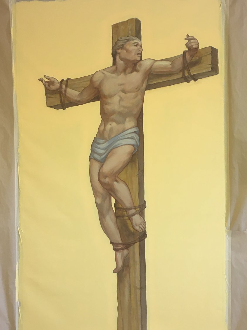 This is the completed image of one of the thieves crucified with Jesus.